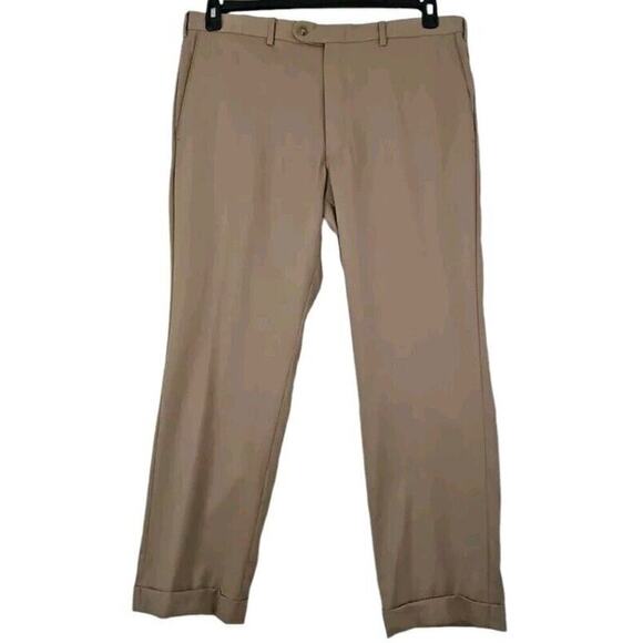 JB Britches Dress Pants Torino Men's 38×29 Cuffed Worsted Wool Flat Front Khaki. - Picture 1 of 9